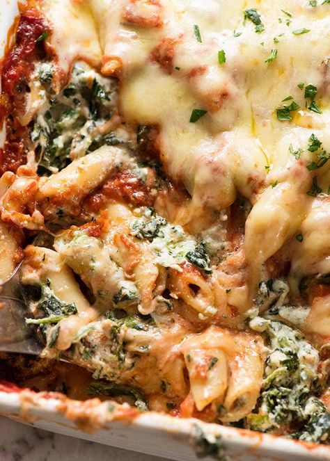 Spinach & Ricotta Pasta Bake - RecipeTin Eats Spinach And Ricotta Pasta, Ricotta Pasta Bake, Spinach Ricotta Pasta, Tin Eats, Tuna Dishes, Broccoli Pasta Bake, Tuna Pasta Bake, Baked Ricotta, Spinach And Ricotta