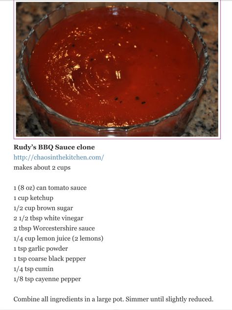 Copycat Rudys Bbq Sauce, Rudy's Bbq Sauce Recipe, Bbq Sauce Homemade Easy, Carolina Bbq Sauce, Homemade Bbq Sauce Recipe, Barbecue Sauce Recipes, Barbeque Sauce, Bbq Sauce Recipe, Bbq Sauce Homemade