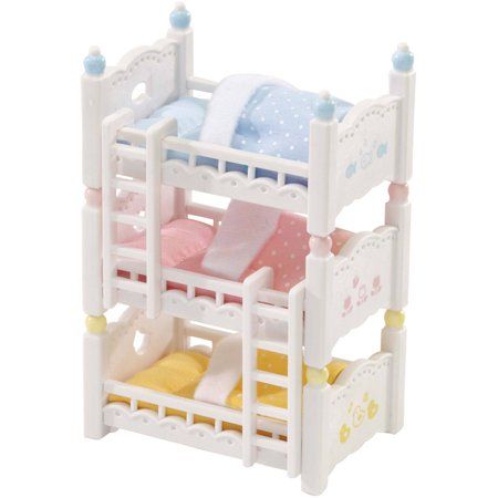 Baby Bunk Beds, Calico Critters Furniture, Doll Bunk Beds, Bed Furniture Set, Bunk Bed Sets, Dollhouse Furniture Sets, Walmart Bedding, Triple Bunk Beds, Dollhouse Toys