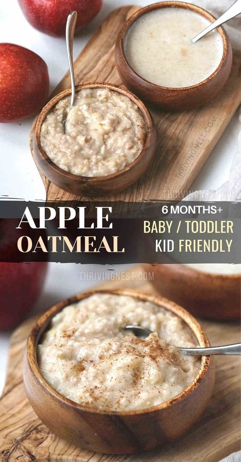 apple oatmeal for babies Oatmeal For 8 Month Old, Oatmeal For 12 Month Old, Infant Oatmeal Recipes, Oatmeal Baby Food Recipes, Toddler Oatmeal Recipes, Blw Breakfast Ideas 6 Months, Oatmeal Blw, Apple Recipes For Babies, 6 Month Baby Breakfast Ideas