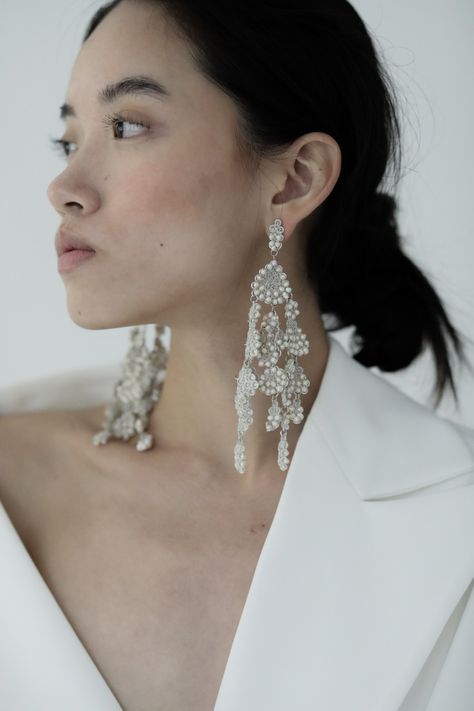 Margot Chandelier — A.B. ELLIE | H D W R Modern Gown, The Modern Bride, St Paul, Clean Modern, Modern Bride, Limited Stock, Chandelier Earrings, Bridal Accessories, Last Minute