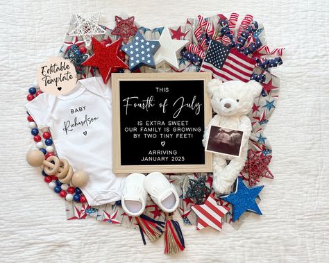 Fourth of July Pregnancy Announcement, Digital Summer Pregnancy Announcement Ideas, Editable Pregnancy Template, 4th of July Baby Reveal by PearceAvenueDesigns on Etsy Fourth Of July Pregnancy Announcement, Summer Pregnancy Announcement, July Pregnancy Announcement, Pregnancy Announcement Photoshoot, Digital Baby Announcement, Pregnancy Announcement Ideas, Baby Announcement Photoshoot, July Baby, Announcement Ideas