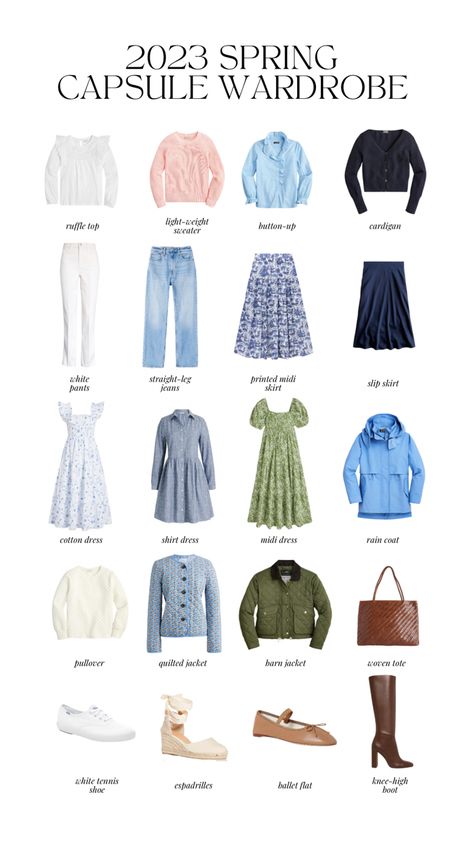 Spring Closet Essentials, Classic Spring Cardigan, Spring Everyday Cardigan, Sahm Capsule Wardrobe 2024, Spring Capsule Wardrobe 2024 Colorful, Preppy Spring Outfits, Mom Spring Capsule Wardrobe 2024, Preppy Capsule Wardrobe, Preppy Spring