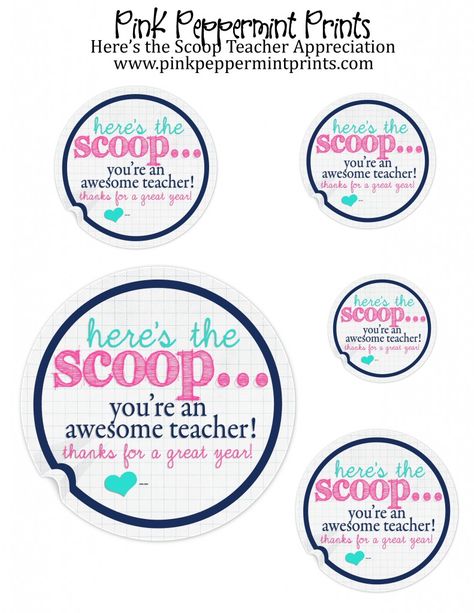 Free Teacher Appreciation Printables, Free Teacher Printables, Pta Gifts, Goodbye School, Diy Party Crafts, Pta Ideas, Ice Cream Gift, Pink Peppermint, Cars Ideas