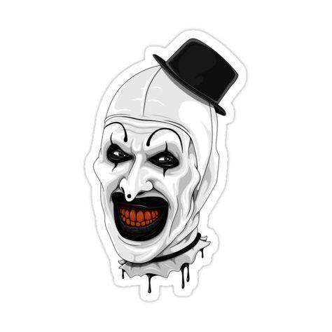 Terrifier Movie, Seven Deadly Sins Tattoo, Art The Clown Terrifier, Clown Sticker, Evil Clown Tattoos, Art The Clown, Evil Clown, Clown Tattoo, Slasher Film