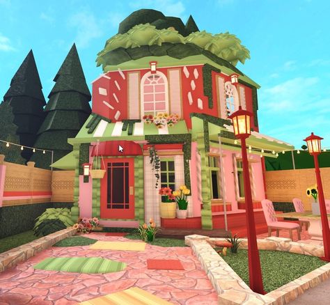 ⤹⋆｡ mia’s Instagram post: “🍓🌿The Berry Bitty Cafe - strawberry shortcake 🍰 I haven’t played bloxburg in soo long so I did this rq #bloxburghouse #bloxburg…” Bloxburg Cafe, Strawberry Shortcake House, Persona Ideas, Bloxburg Cottage, Blocksburg Room Ideas￼, Bloxburg Houses, Bloxburg Decals Codes Wallpaper, House Decorating Ideas Apartments, Small House Layout