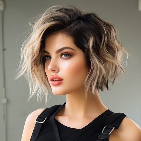 Edgy Short Bob, Long Pixie Bob Haircut, Short Coloured Hair, Pixie Bob Haircut Short, Short Edgy Hair, Bob Pixie Haircut, Shaggy Cut, Short Bob Pixie, Retro Bob