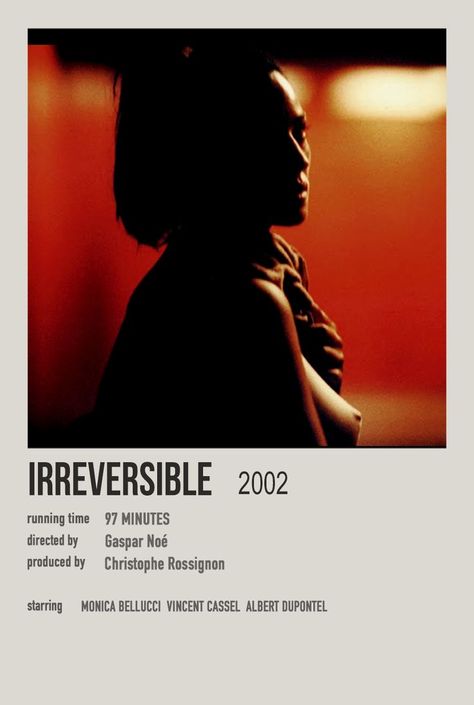 Irreversible Movie Poster, Emotions Moodboard, Irreversible Movie, Night Film, Go To The Cinema, Best Movie Posters, Polaroid Poster, Minimalist Movie Poster, Movie Poster Wall