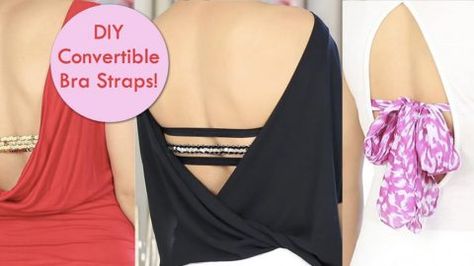 Check Out The Ways She Camouflages Bra Straps (Brilliant!) | DIY Joy Projects and Crafts Ideas Backless Bra Diy, Diy Bra Straps, Bh Tricks, Bras For Backless Dresses, Low Cut Outfit, Backless Evening Gowns, Old Bras, Diy Bra, Strapless Backless Bra