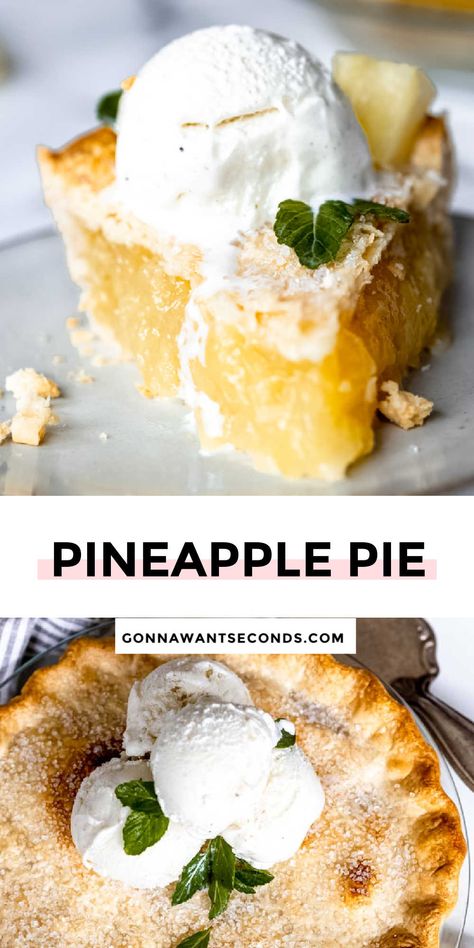 Pineapple Pie Crushed Pineapple Pie, Pineapple Hand Pies, Bob Andy Pie Recipe, Fruit Pie Recipes, Pineapple Pie Recipe, Grapefruit Pie, Pie Recipes Easy, Impossible Coconut Pie, Favorite Deserts