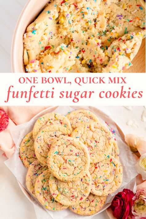 Easy Funfetti Cookies, Best Funfetti Cupcakes, Gooey Funfetti Bars, Chewy Sprinkle Cookies, Confetti Sugar Cookies, Confetti Cookies Recipe, What To Do With Sugar Cookie Dough, Funfetti Treats, Funfetti Sugar Cookies