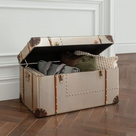 Trunk Furniture, Suitcase Storage, Theme Bedroom, Trunk Storage, Underwater Theme, Storage Trunks, Beautiful Range, Leather Detailing, Storage Trunk