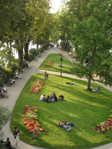 Parc du Vert Galant, Paris. Pocket Park Design, Urban Park Design, Public Park Design, Kota Masa Depan, Landscape Architecture Park, Plaza Design, New Urbanism, Pocket Park, University Architecture