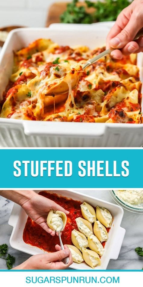 Pioneer Woman Stuffed Shells, Stuffed Shells Pasta Recipes, Simple Stuffed Shells, Sugar Spun Run Recipes, Cream Cheese Stuffed Shells, Stuff Shells Recipes, Filled Pasta Shells, Jumbo Shells Recipe, Cheese Stuffed Shells Recipe