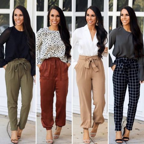 Jogger Slacks Outfit Women, Drawstring Pants Outfit Work, Jogger Business Casual, Banking Outfits, Salon Attire, Teacher Styles, Chucks Outfit, Buisness Casual Women, Pants Outfit Work