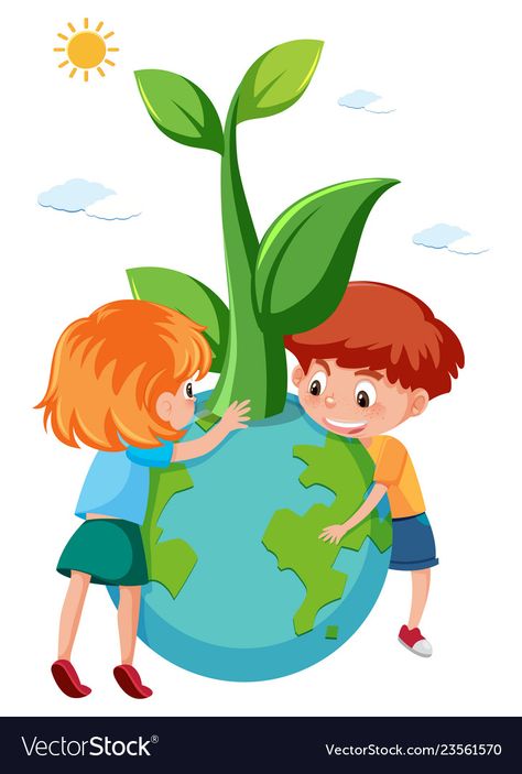 Clip Art School Kids, Earth Day Clip Art, Earth For Kids, Save Earth Posters, Earth Day Drawing, Earth Drawings, Eco Earth, Earth Poster, Earth Illustration