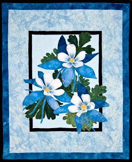 Quilt Patterns Animals, Flower Applique Quilt, Quilts Floral, Quilt Flowers, Floral Quilts, Flower Quilt Patterns, Flowers Quilt, Patchwork Quilting Designs, Columbine Flower