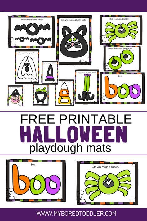 Get your free printable playdough mats for Halloween - a great toddler or preschooler play doh activity idea - perfect for fine motor activities and Halloween activities. Halloween Preschool Fine Motor, Play Doh Mats Free, Halloween Playdough Mats, Halloween Playdough, Play Doh Mats, Play Doh Activities, Halloween Activities For Toddlers, Halloween Teaching, Halloween Activities Preschool