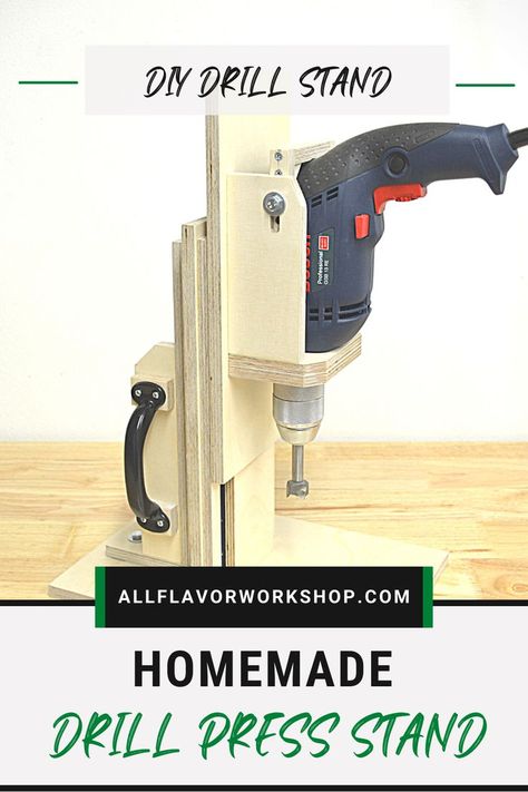 Drill Press Stand Plans, Diy Drill Press Stand, Drill Guide Diy, Drill Press Diy, Diy Drill Press, Homemade Drill Press, Shop Hacks, Table Drill, Drill Press Stand