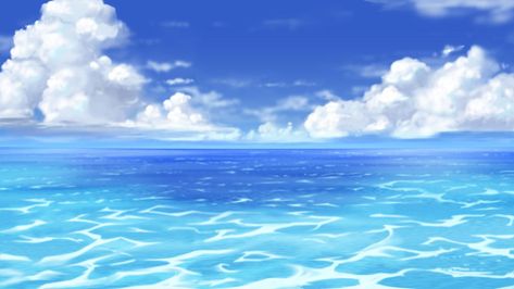 Anime Ocean Wallpaper, Ocean Wallpaper Iphone, Anime Ocean, Strand Wallpaper, Hd Sky, Underwater Background, Anime Summer, Ocean Backgrounds, Water Aesthetic