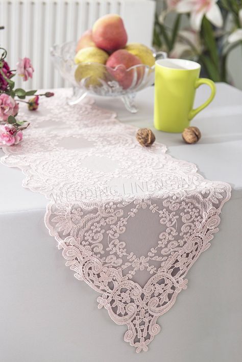 Lace Table Runner Wedding, Chevron Table Runners, Chevron Table, Lace Runner, Embroidered Table Runner, Lace Table Runners, Table Runners Wedding, Pink Table, Lace Table