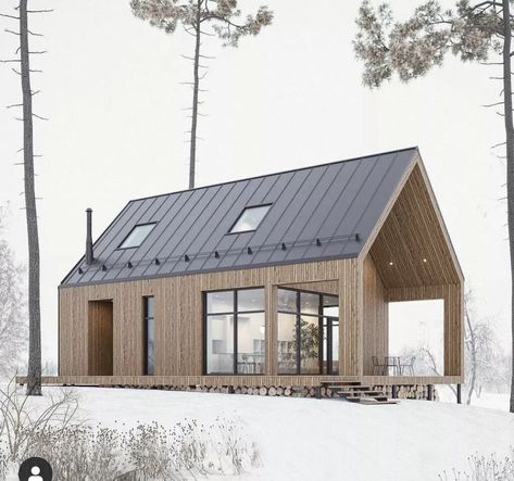 Scandinavian Cabin Exterior, Scottish Homes, Paint Color Ideas, Modern Small House Design, Modern Barn House, Exterior Paint Color, Minimal House Design, Modern Tiny House, A Frame House