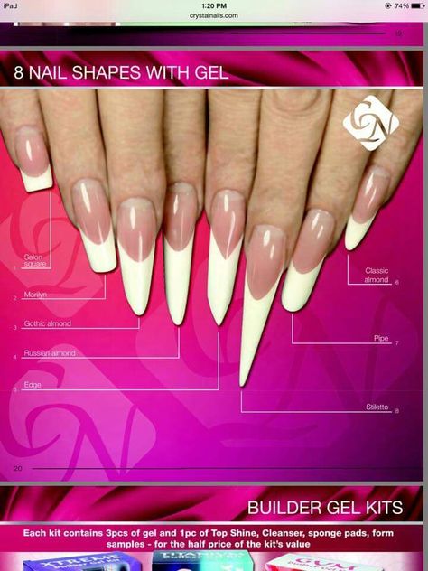 Russian Nails Shape, Shapes Of Nail Extensions, Flare Nail Shape, Wide Nail Bed Shape, Arrowhead Nails Shape, Nail Shapes, Fake Nails, Nail Inspo, Gel Nails