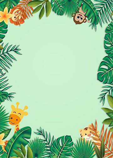 Cartoon Jungle Animals Background, Safari Invitation Background, Jungle Safari Background, Safari Background Jungle Theme, Jungle Theme Background, Cartoon Jungle Background, Jungle Animals Illustration, Cute Animals Background, Monkey Background