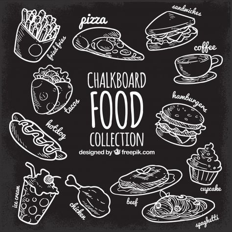 Food collection in chalkboard style Free Vector Restaurant Chalkboard Ideas Food, Papan Tulis Kapur, Blackboard Art, Restaurant Menu Template, Restaurant Flyer, Food Banner, Food Collection, Vector Food, Chalkboard Style