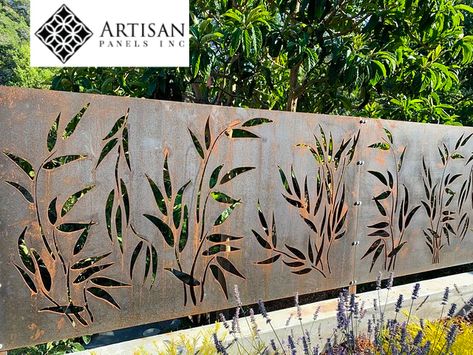 Metal Fencing Ideas, Metal Privacy Panels, Metal Decorative Panels, Metal Garden Screens, Exterior Wall Panels, Metal Fence Panels, Laser Cut Decor, Laser Cut Screens, Metal Wall Panel