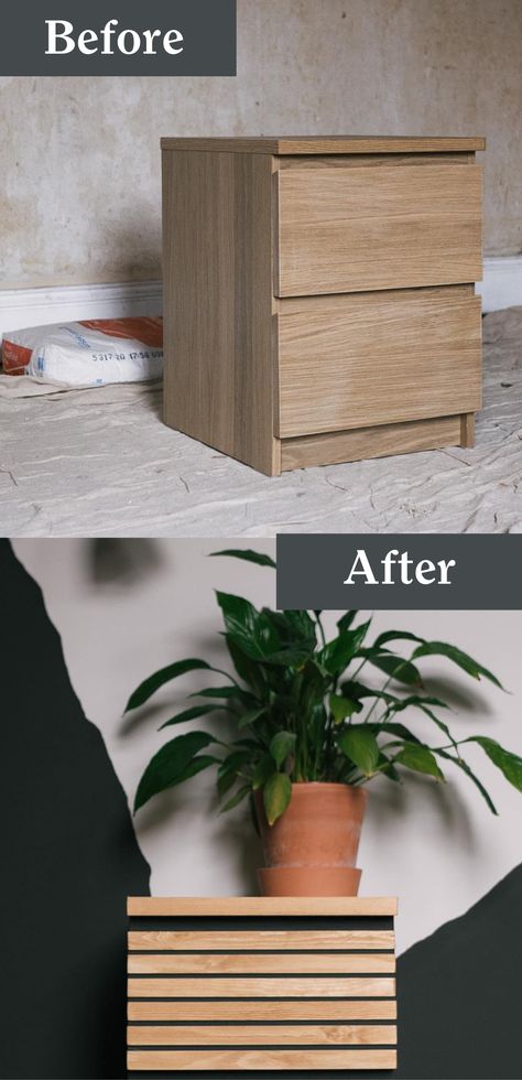 Looking for your next home decor project? Get inspired by this epic IKEA Malm Hack and learn how to upcycle your bedside table. Get started with Lick by following this easy step-by-step guide. Floating Bedside Table Diy, Side Table Nursery, Upcycle Bedside Table, Ikea Diy Table, Side Table Decorations, Malm Nightstand, Modern Side Table Bedroom, Ikea Hack Side Table, Nursery Side Table