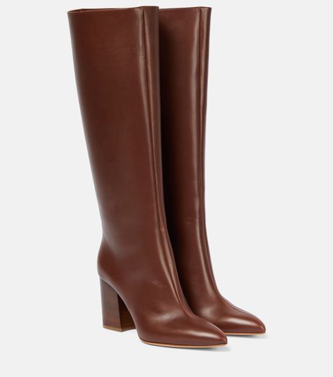 Sascha Leather Knee High Boots in Brown - Gabriela Hearst | Mytheresa Knee High Boots Png, Remi Core, Mytheresa Shoes, Celeb Lifestyle, Knee High Brown Boots, Elegant Watches Women, Brown Knee High Boots, High Leather Boots, Gabriela Hearst