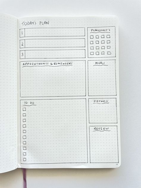 Daily Log Bullet Journal Layout, Daily Planner Bullet Journal Layout, Daily Bullet Journal Layout, Bujo Daily Spread, Bullet Journal Index Layout, Bullet Journal Ruler, Bullet Journal Daily Layout, Daily Planner Bullet Journal, Daily Journal Layout