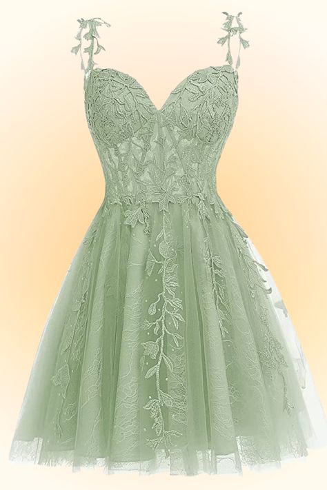 Semi Formal Dresses For Teens Promgirl, Middle School Damce Dresses, Prom Dress Green Short, Teen Formal Dresses Short, 8th Grade Formal Dresses For Teens Fancy, Spring Formal Dresses Short For Teens, Light Green Dama Dresses For Quince, Grad Dress Inspo Short, Sage Green Grad Dresses Grade 8