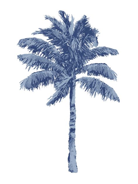 Bay Isle Home Esmerelda Palm Blue I On Canvas by Kristen Drew Print | Wayfair Logo Layout, Blue Palm Tree, Palm Tree Graphic, Outdoor Fencing, Isle Of Palms, Tree Graphic, Backyard Play, Blue Wall Art, Outdoor Pergola