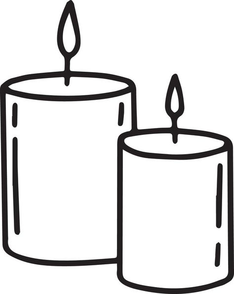 Burning candle. Hand-drawn vector illustration in doodle style How To Draw A Candle, Candle Outline, Candles Drawing, Candle Cartoon, Candle Illustration, Vector Snowflake, Advent Ideas, Candle Tutorial, Candle Drawing