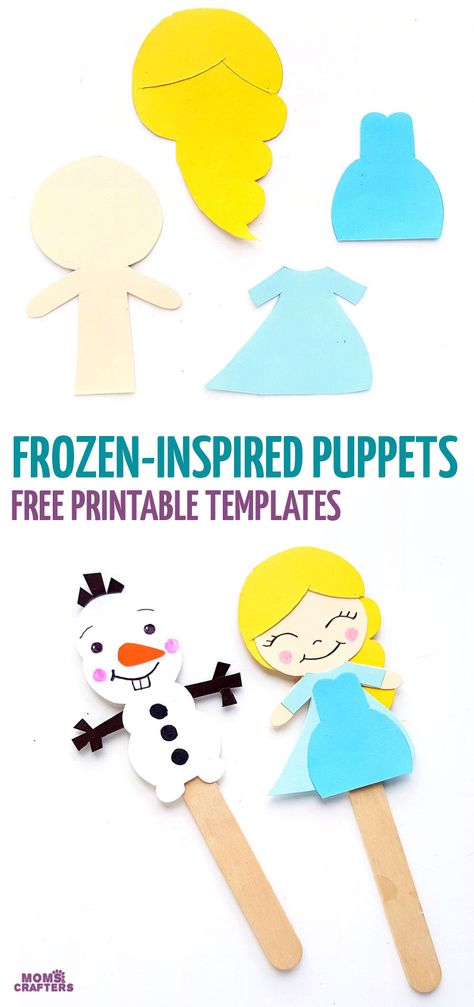 Click for free printable Frozen paper craft templates for Elsa and Olaf puppets and bookmarks! Elsa Crafts, Frozen Paper Dolls, Bookmarks Template, Olaf Craft, Fun Preschool Crafts, Winter Paper Crafts, Frozen Diy, Elsa And Olaf, Frozen Printables