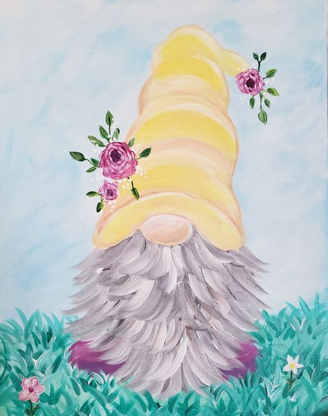 Gnome Paintings, Watercolor Gnomes, Watercolor Beginner, Paint Parties, Painting Canvases, Paint Night, Horse Drawings, Rock Ideas, Canvas Painting Diy