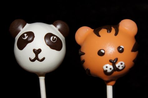 Panda and Tiger Cake Pops | These were made as a request for… | Flickr Tiger Cake Pops, Jungle Cake Pops, Tiger Cakes, Animal Cake Pops, Perfect Cake Pops, Diy Cake Pops, Tiger Cake, Cake Pop Designs, Pop Cake