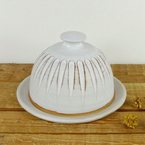 Rebecca J Woods Pottery on Instagram: “Round Domed Ceramic Butter Dish or Cheese Dish, Dolomite White Glazed. #etsyuk @merseyetsyteam @great_northern_events” Ceramic Cake Stand, Clay Cake, Ceramic Butter Dish, Cake Dome, Cheese Dome, Cheese Dishes, White Glaze, Butter Dish, Cake Stand