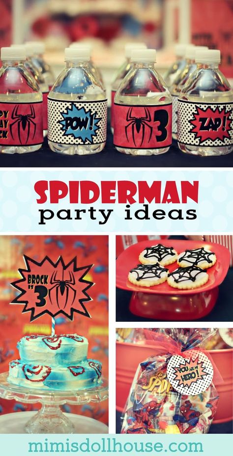 Superhero Party: Brock's Vintage Spiderman Birthday Party. Calling all superheroes to this Amazing Spiderman Birthday Party! This superhero party is full of DIY spiderman ideas and DIY superhero ideas! via @mimisdollhouse Spiderman Food, Spiderman Party Ideas, Birth Ideas, Superhero Birthday Party Decorations, Vintage Spiderman, Birthday Spiderman, Spiderman Birthday Party Decorations, Superhero Ideas, Spiderman Decorations