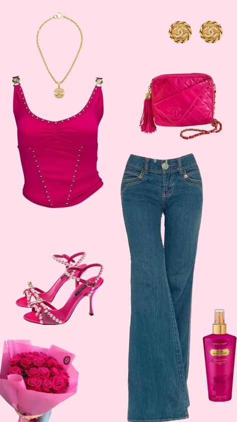 #outfitidea #summerfit #jeansoutfit #fusia #party #club #date #goingout #fashion #style Fashion Trend Board, Club Fashion, Badass Style, Pink Fits, Over 50 Womens Fashion, Fashion Group, Create Outfits, Dressy Outfits, Womens Fashion For Work