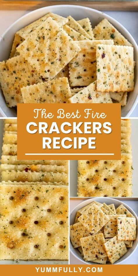 Transform bland-tasting saltine crackers into perfectly-seasoned, spicy, no-bake Fire Crackers! You will love how amazing they taste and how they will elevate any dip or charcuterie board for your next get-together. All you need is ranch dressing, avocado oil, garlic powder, and crushed red pepper flakes. No cooking is required! Ranch Crackers Recipe, Fire Crackers Recipe, New Appetizers, Saltine Cracker Recipes, Spicy Crackers, Ranch Crackers, Homemade Crackers Recipe, Seasoned Crackers, Finger Food Recipes