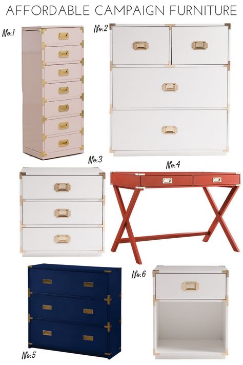 A product round up of affordable campaign furniture Campaign Style Bedroom, Campaign Furniture Bedroom, Bachelorette House, Campaign Nightstand, Campaign Style Furniture, Dresser Inspiration, Affordable Bedroom Furniture, Green Cabin, Campaign Dresser