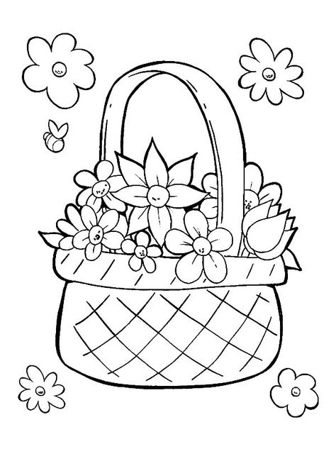 March Colors, Basket Drawing, Easter Printables Free, Spring Coloring Pages, Easter Coloring Pages, Easter Colouring, Easy Coloring Pages, English Worksheets, Easter Colors