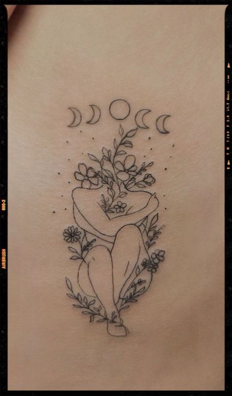 Back Tattoo Women Healing, Woman Hugging Self Tattoo, Self Love Hugging Tattoo, Self Hugging Tattoo, Self Love Growth Tattoo, Plus Size Self Love Tattoo, Hugging Myself Tattoo, Women Hugging Herself Tattoo, Girl Hugging Herself Tattoo