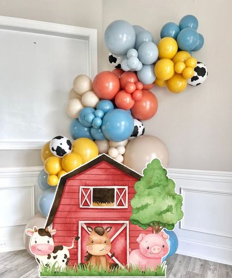 BIG DECOR FARM Birthday: Cutout Decor Farm Animals, Farm Printable Baby Shower, Birthday Party, Digital Download FARM11 - Etsy Farm Animal Birthday Decorations, 3rd Birthday Farm Theme, Farm Animals Party Ideas, Farm Birthday Party Table Decor, Simple Farm Birthday Party Ideas, Diy Farm Animal Decor, Farm Baby Birthday Party, Animals Birthday Theme, Farm Party Backdrop