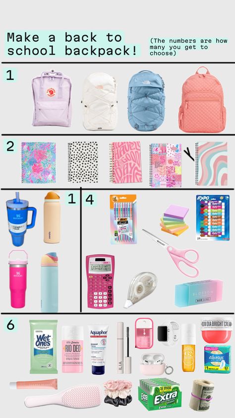 Back To School Inspo Supplies, Freshman High School Backpack Essentials, Back To School Stuff For Middle School, Back To School Wishlist, Bookbag Essentials, School Packing List, School Packing, Back To School Must Haves, Back To School Stuff