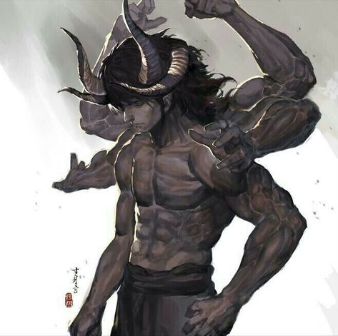 Oni Demon, Personaje Fantasy, Fantasy Demon, 다크 판타지, Monster Concept Art, 캐릭터 드로잉, Demon Art, Comics Art, Fantasy Warrior