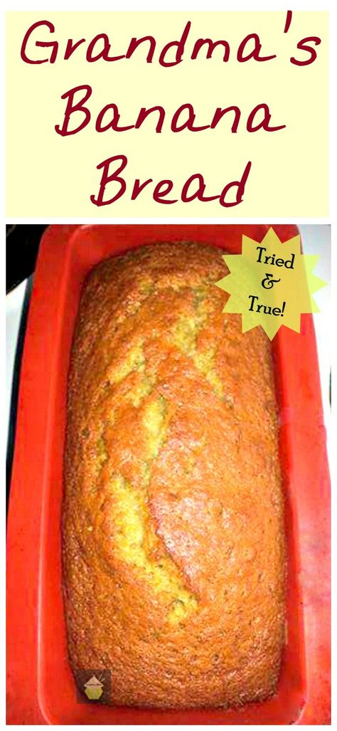 Grandma's Banana Bread. Easy recipe with no fuss or frills and gives you great results every time! No Nut Banana Bread, Banana Bread No Nuts Recipe, No Nut Banana Bread Recipe, Grandmas Banana Bread Recipe, Banana Bread With Applesauce Recipe, Grandmas Banana Bread, Banana Bread Easy, Banana Bread Recipe Moist, Easy Banana Bread Recipe